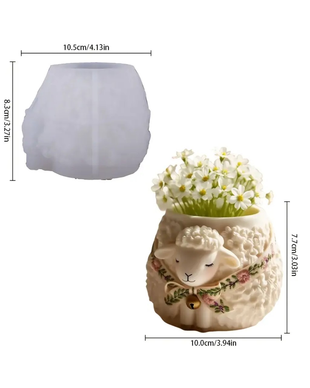 YY5994 Sevimli Kuzu Şekilli Saksı Mumluk Silikon Kalıp